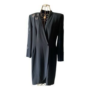 Lillie Rubin Vtg (80's) Daymor Couture Black Coat Dress Beading 10 Hong Kong